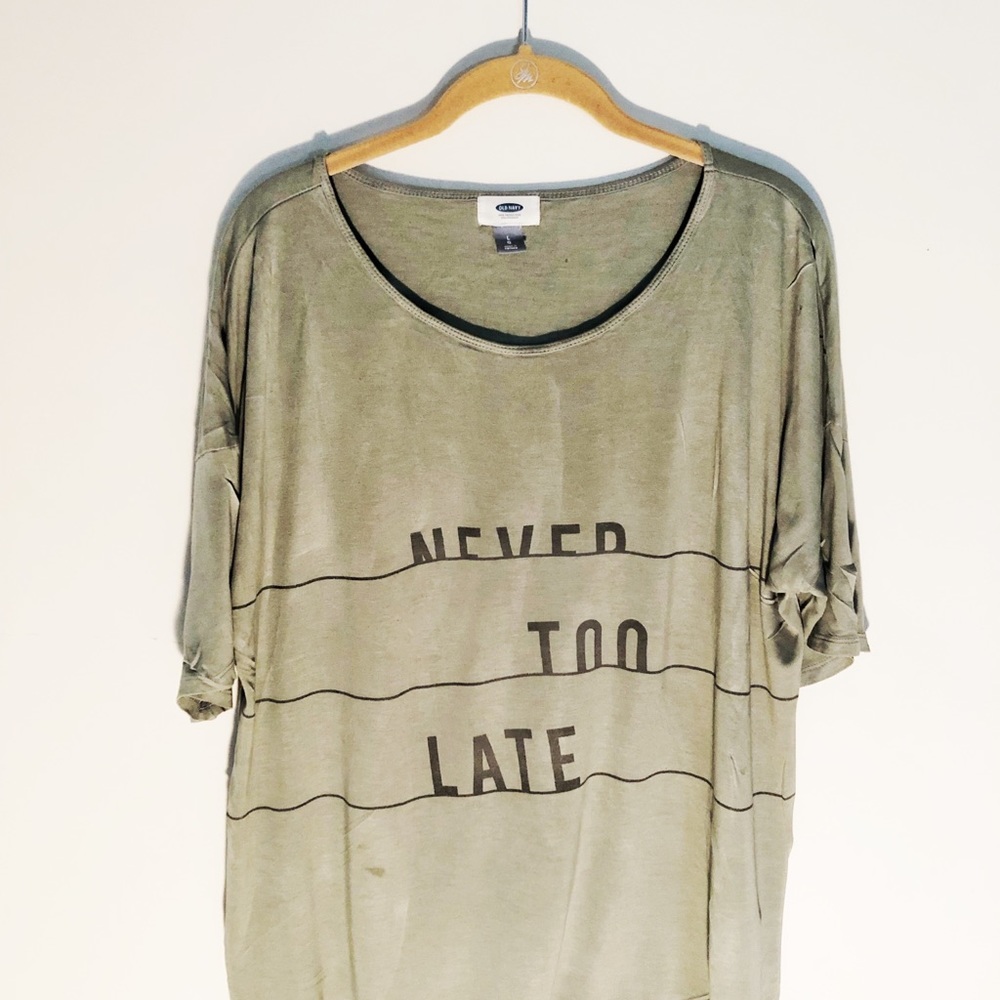 Olive Oversized T-Shirt with Motif